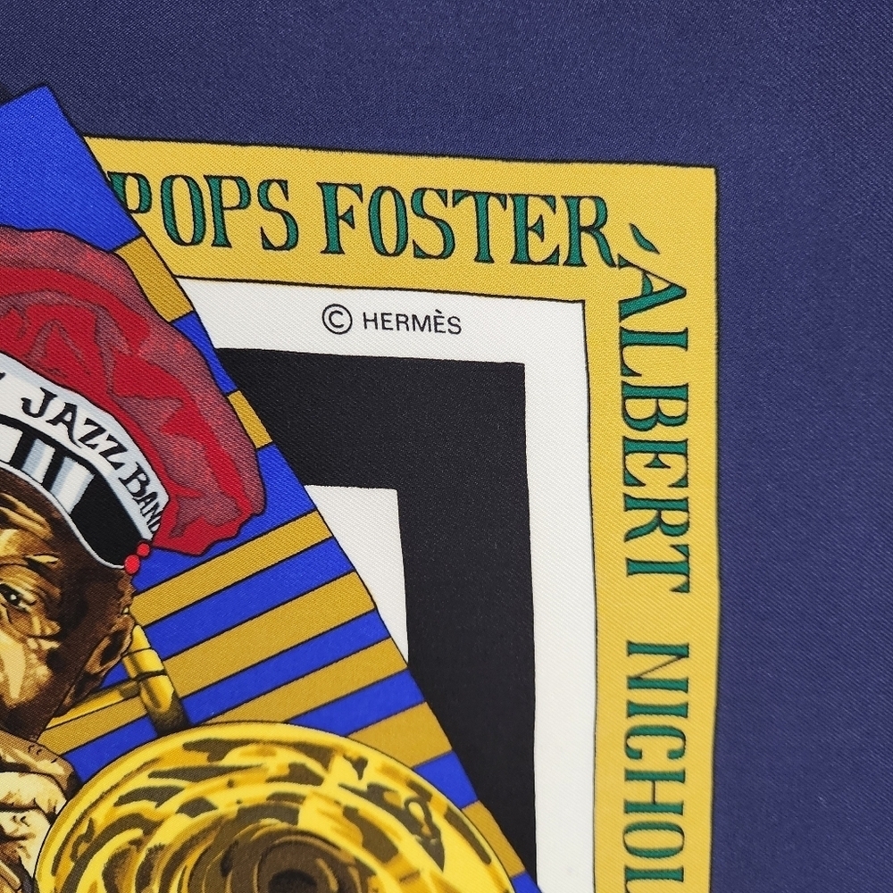 HERMÈS silk scarf with box New-Orleans Creole Jazz by Loïc Dubigeon square 35" - Picture 7 of 16